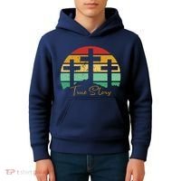 True Story Easter Cross Retro Sunset Kids Hoodie thumb 4