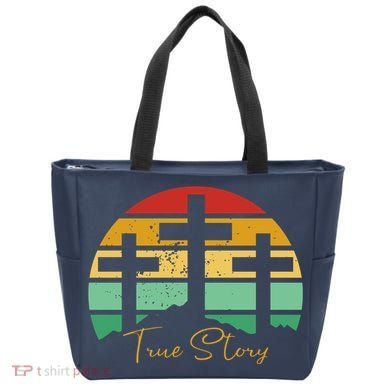 True Story Easter Cross Retro Sunset Tote Bag