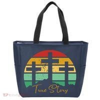 True Story Easter Cross Retro Sunset Tote Bag thumb 0