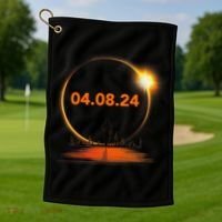 Total Solar Eclipse 2024 USA April 8 2024 Golf Towel thumb 1