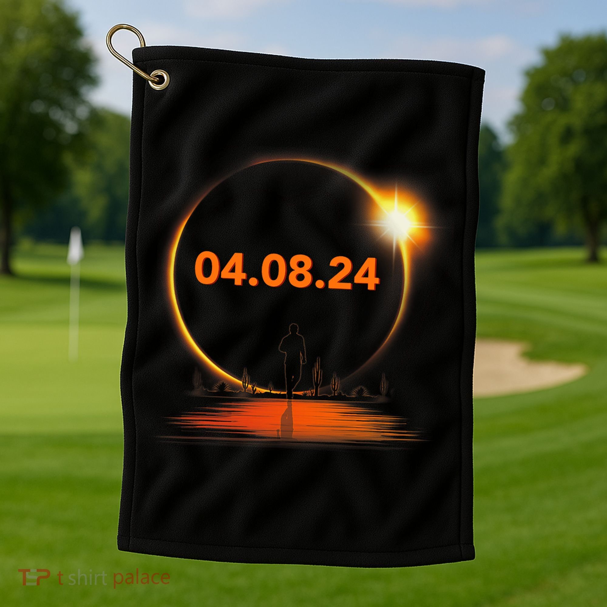 Total Solar Eclipse 2024 USA April 8 2024 Golf Towel