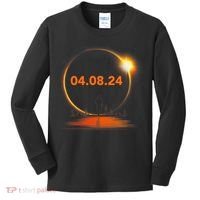 Total Solar Eclipse 2024 USA April 8 2024 Kids Long Sleeve Shirt thumb 0
