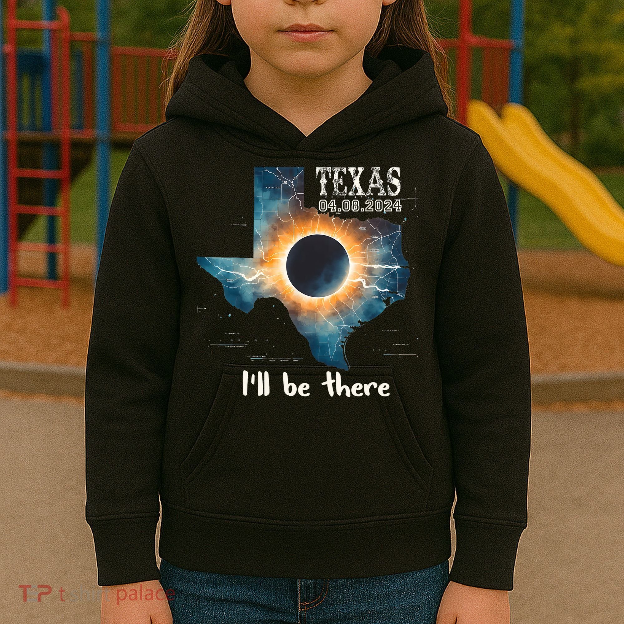Total Solar Eclipse 2024 Texas Kids Hoodie
