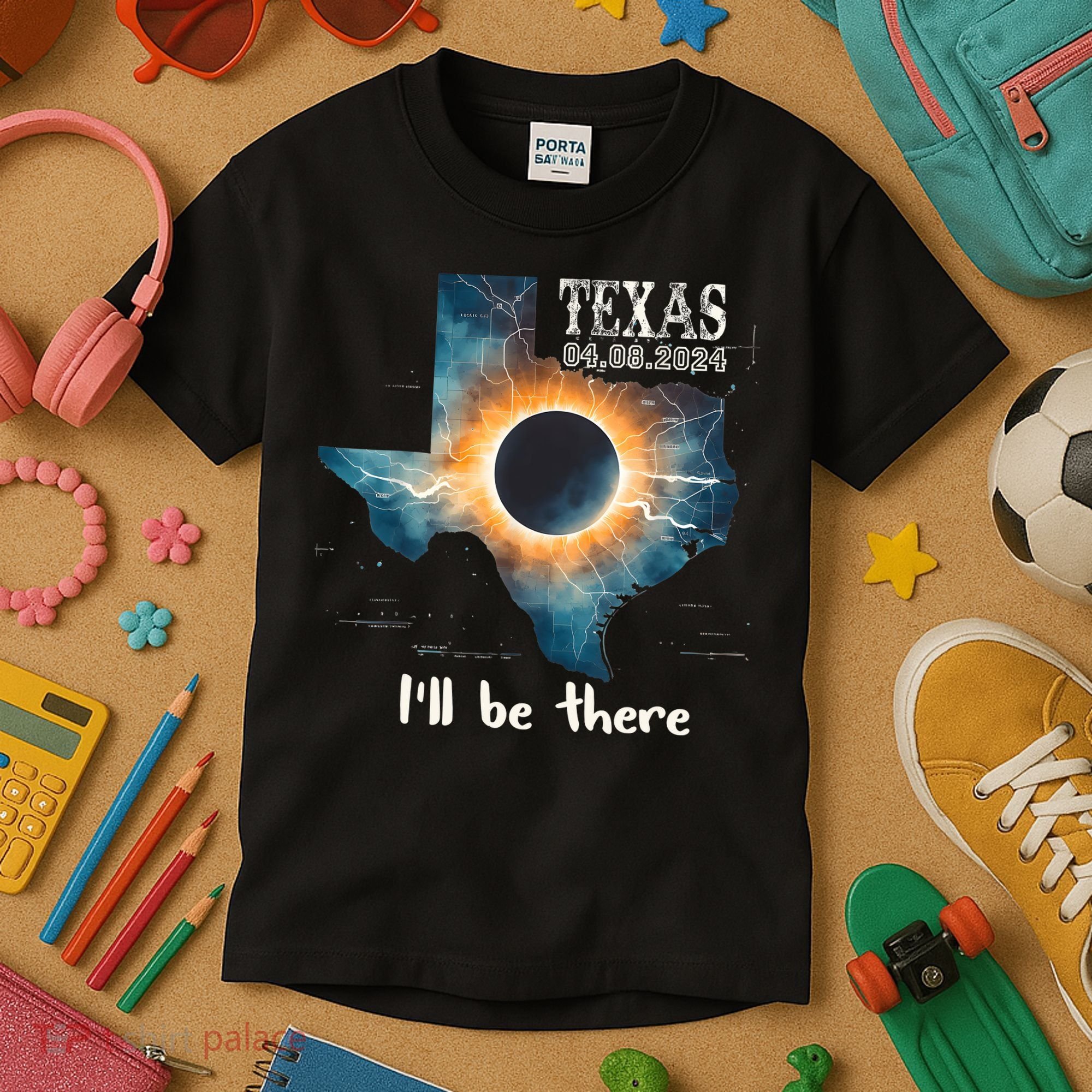 Total Solar Eclipse 2024 Texas Kids T-Shirt