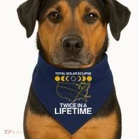 Total Solar Eclipse Twice In A Lifetime 2017 2024 USA-Made Doggie Bandana thumb 1