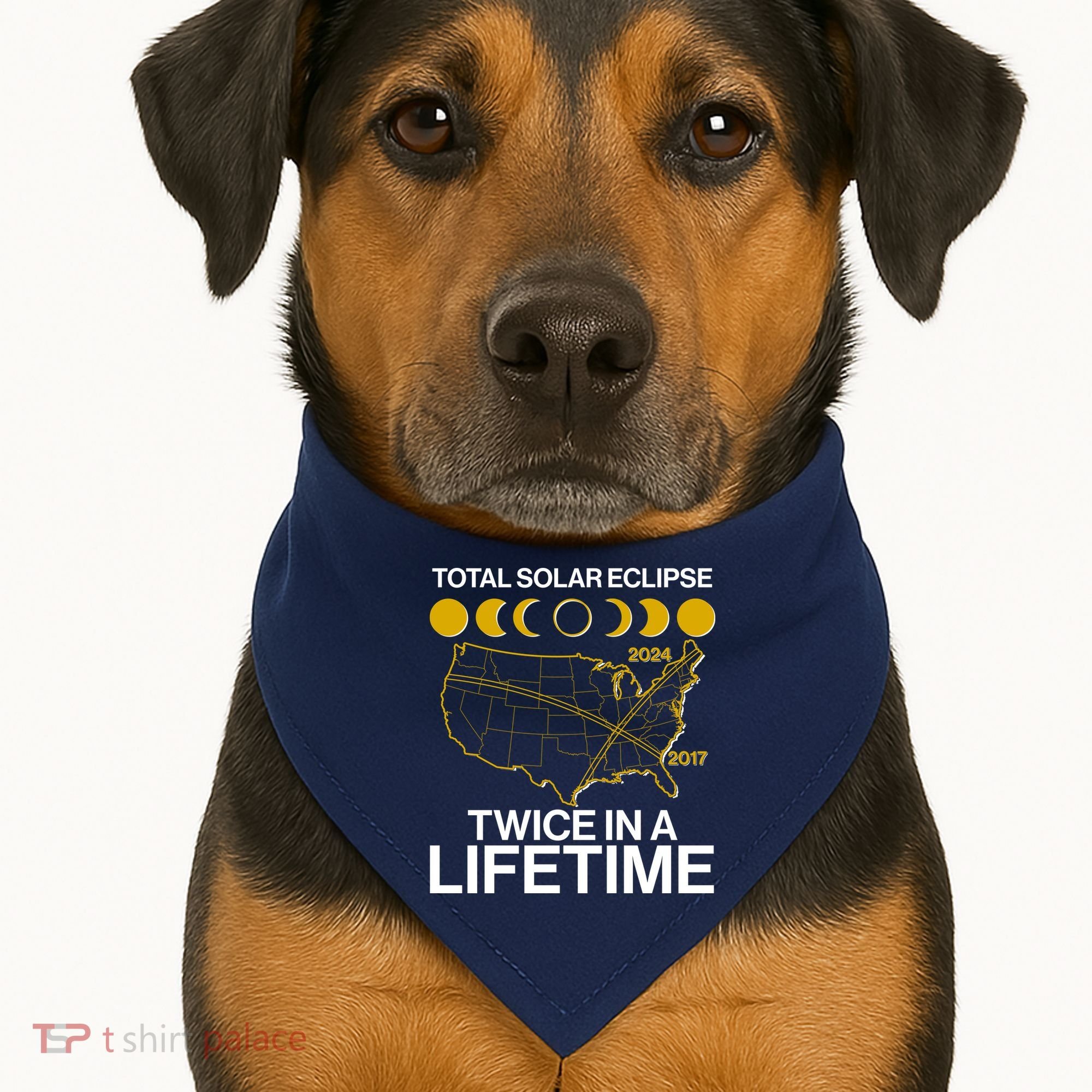 Total Solar Eclipse Twice In A Lifetime 2017 2024 USA-Made Doggie Bandana