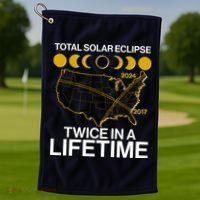 Total Solar Eclipse Twice In A Lifetime 2017 2024 Golf Towel thumb 1