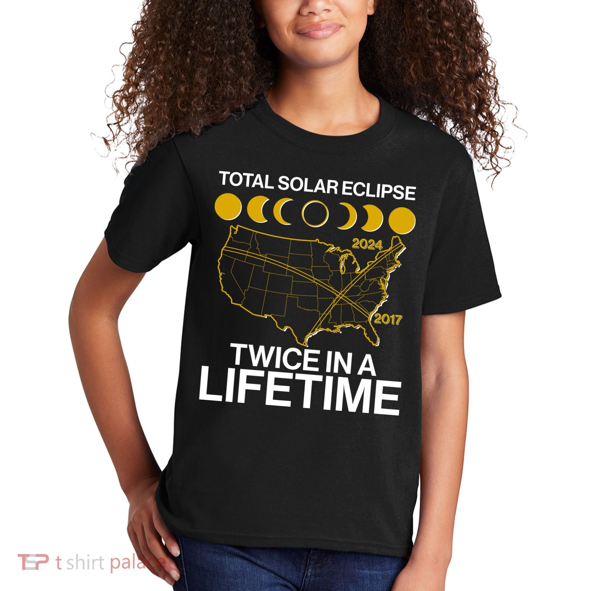 Total Solar Eclipse Twice In A Lifetime 2017 2024 Kids T-Shirt