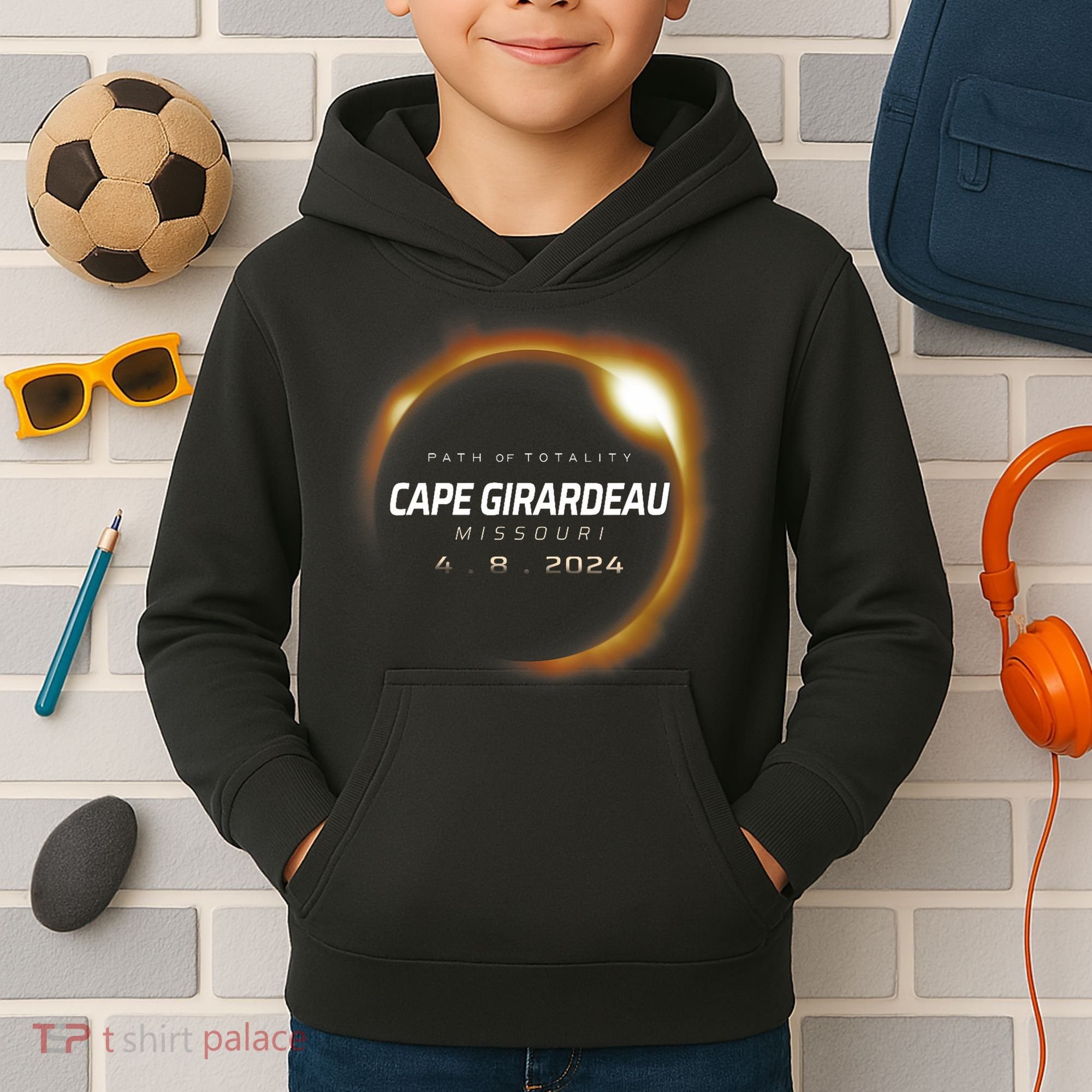 Total Solar Eclipse 2024 Cape Girardeau Missouri April 2024 Kids Hoodie