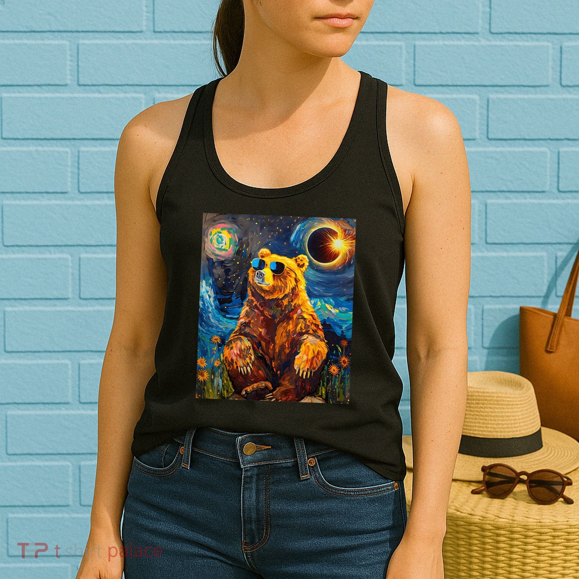 Total Solar Eclipse Grizzly Bear Women's Tank Top