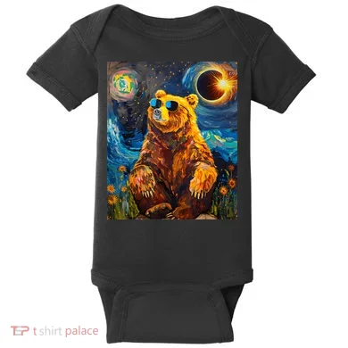 Total Solar Eclipse Grizzly Bear Baby Bodysuit