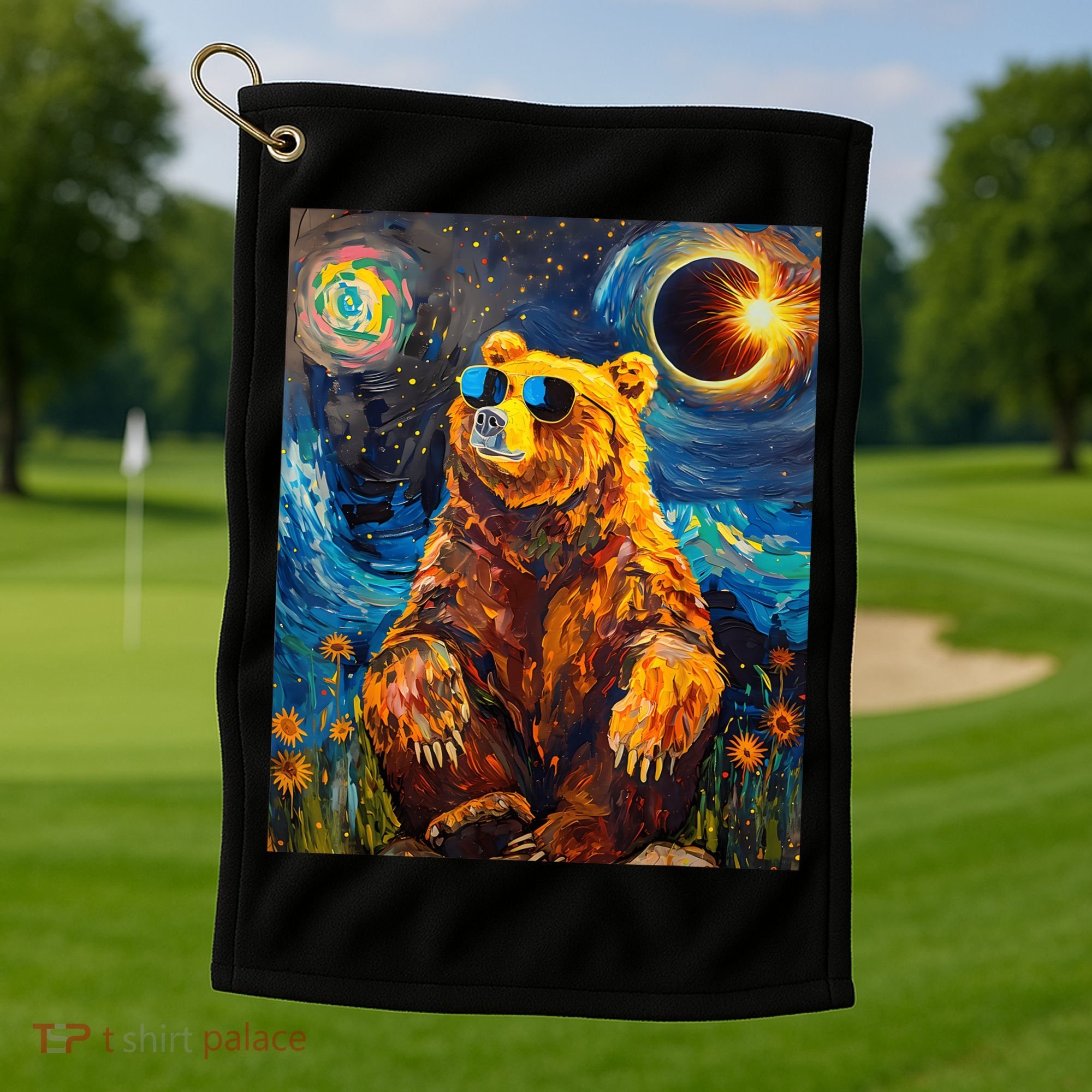Total Solar Eclipse Grizzly Bear Golf Towel