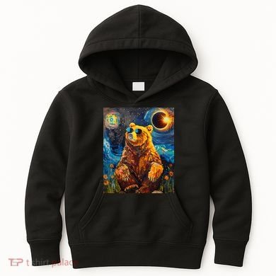 Total Solar Eclipse Grizzly Bear Kids Hoodie