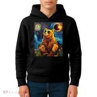 Total Solar Eclipse Grizzly Bear Kids Hoodie thumb 4