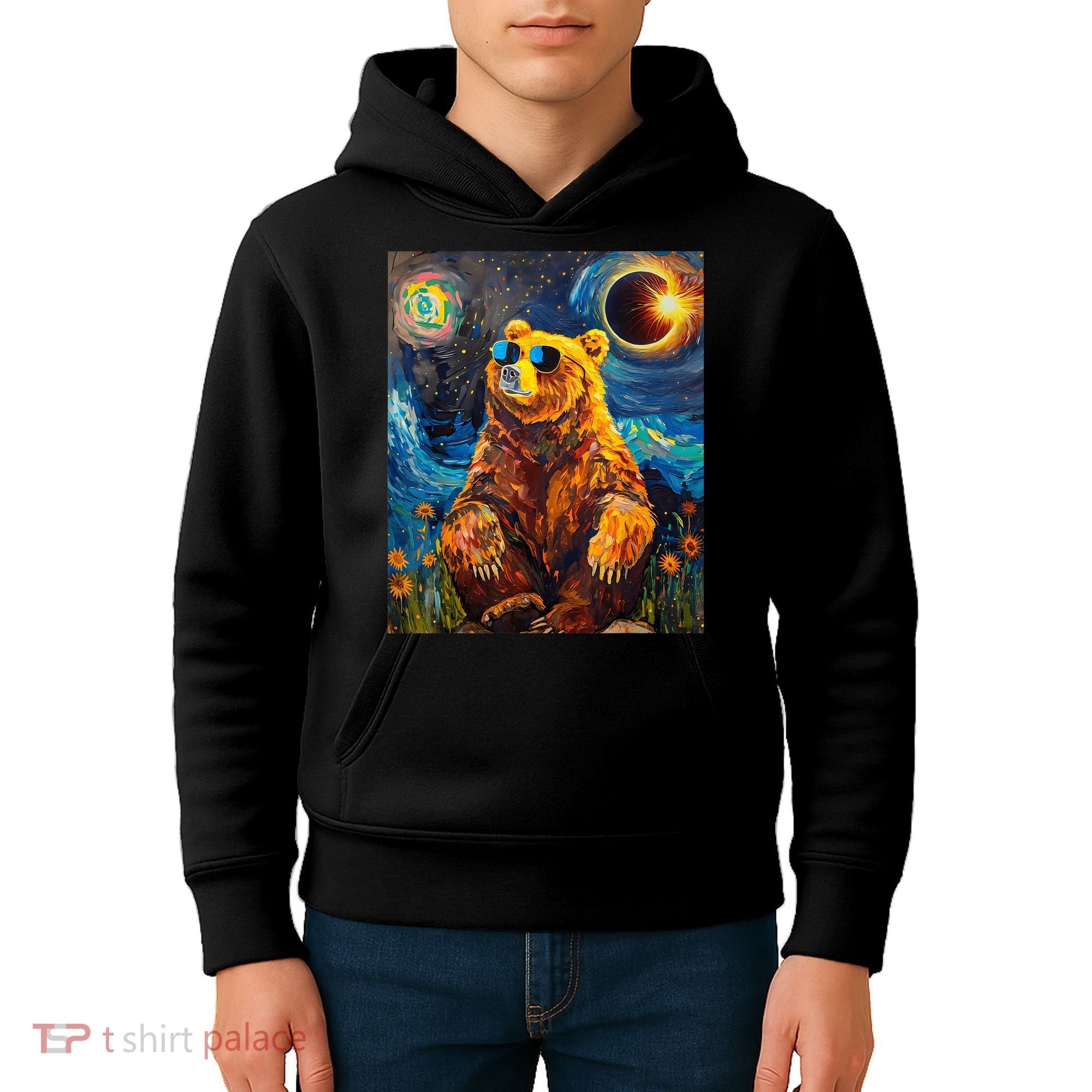 Total Solar Eclipse Grizzly Bear Kids Hoodie