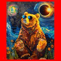 Total Solar Eclipse Grizzly Bear Santa Hat thumb 1