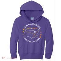Total Solar Eclipse Twice In A Lifetime Aug 21 2017 April 08 2024 Kids Hoodie thumb 0