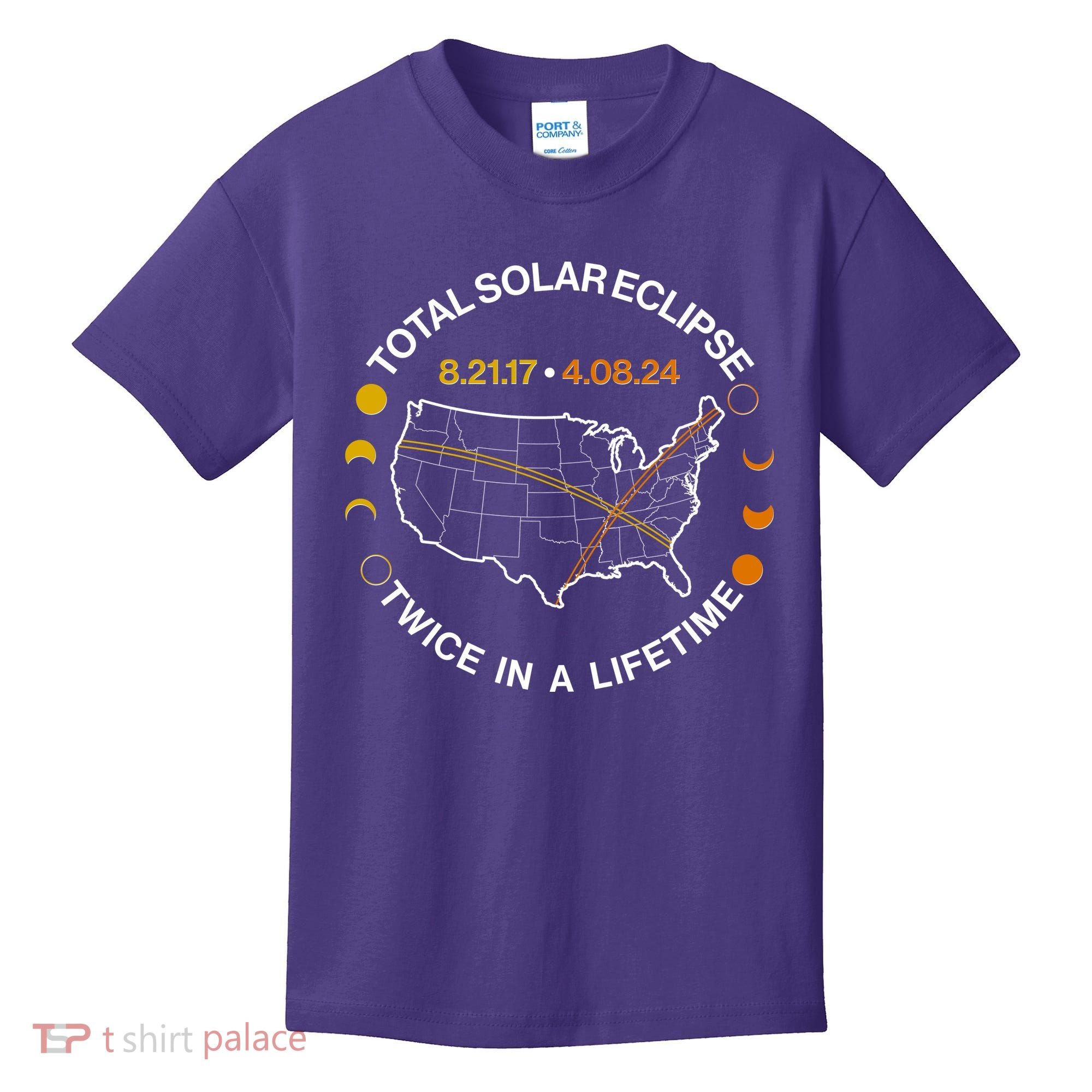 Total Solar Eclipse Twice In A Lifetime Aug 21 2017 April 08 2024 Kids T-Shirt