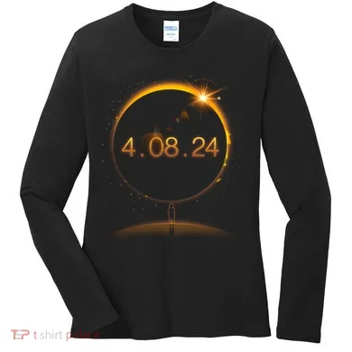 Total Solar Eclipse April 8 2024 Women's Long Sleeve Shirt