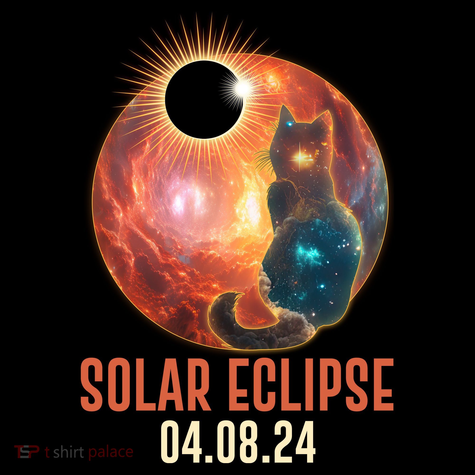 Total Solar Eclipse Galaxy Space Cat Ornament