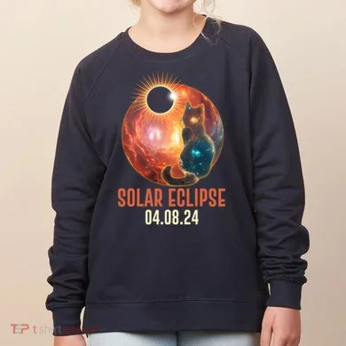 Total Solar Eclipse Galaxy Space Cat Women's Sweatshirt