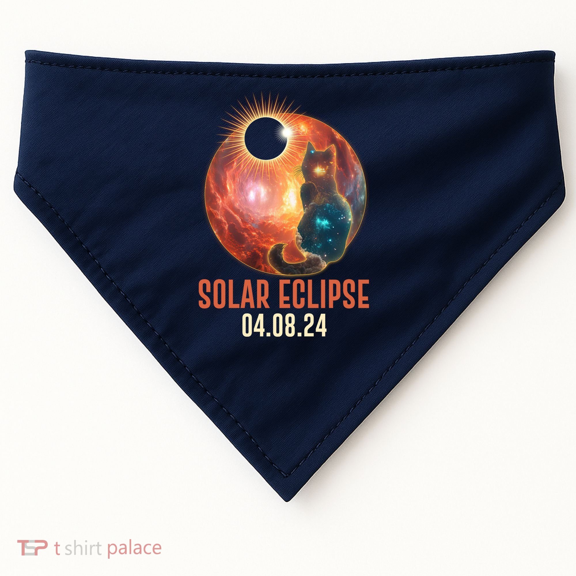 Total Solar Eclipse Galaxy Space Cat USA-Made Doggie Bandana