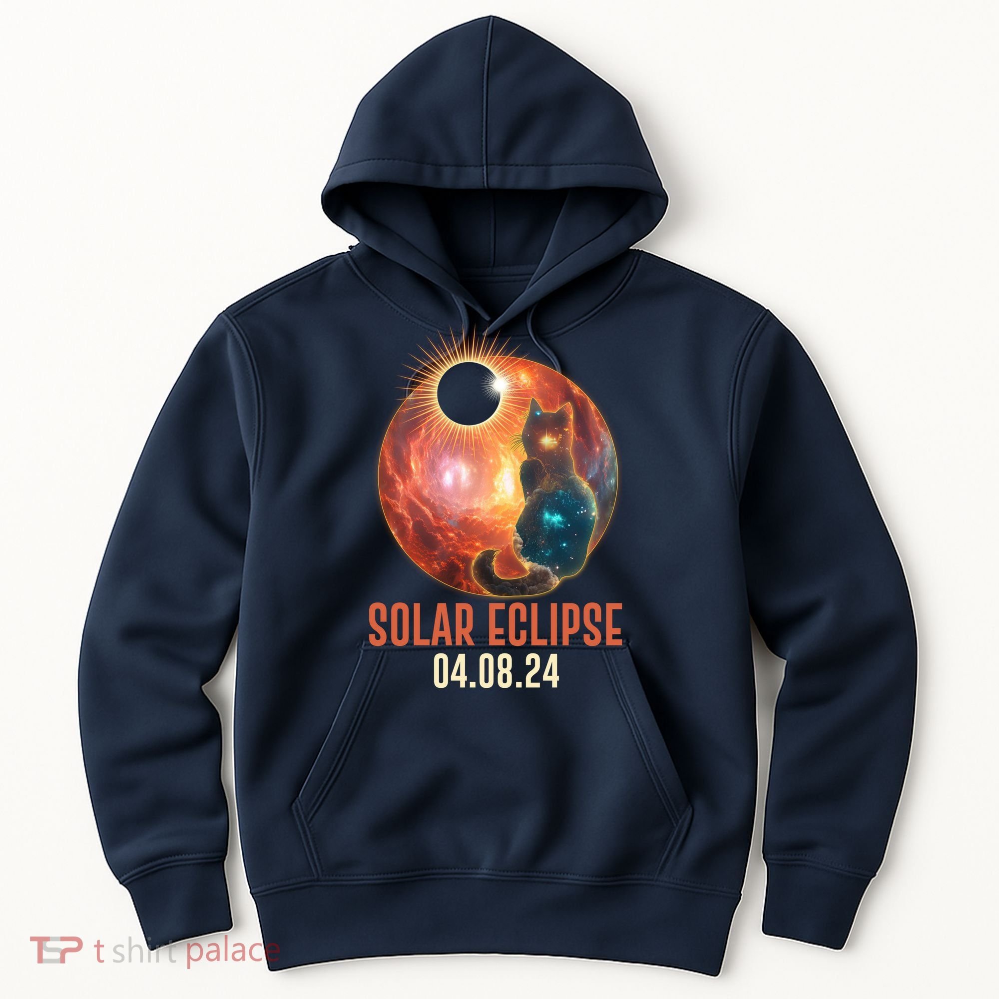 Total Solar Eclipse Galaxy Space Cat Hoodie