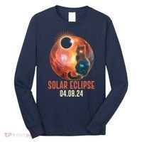 Total Solar Eclipse Galaxy Space Cat Long Sleeve Shirt thumb 0