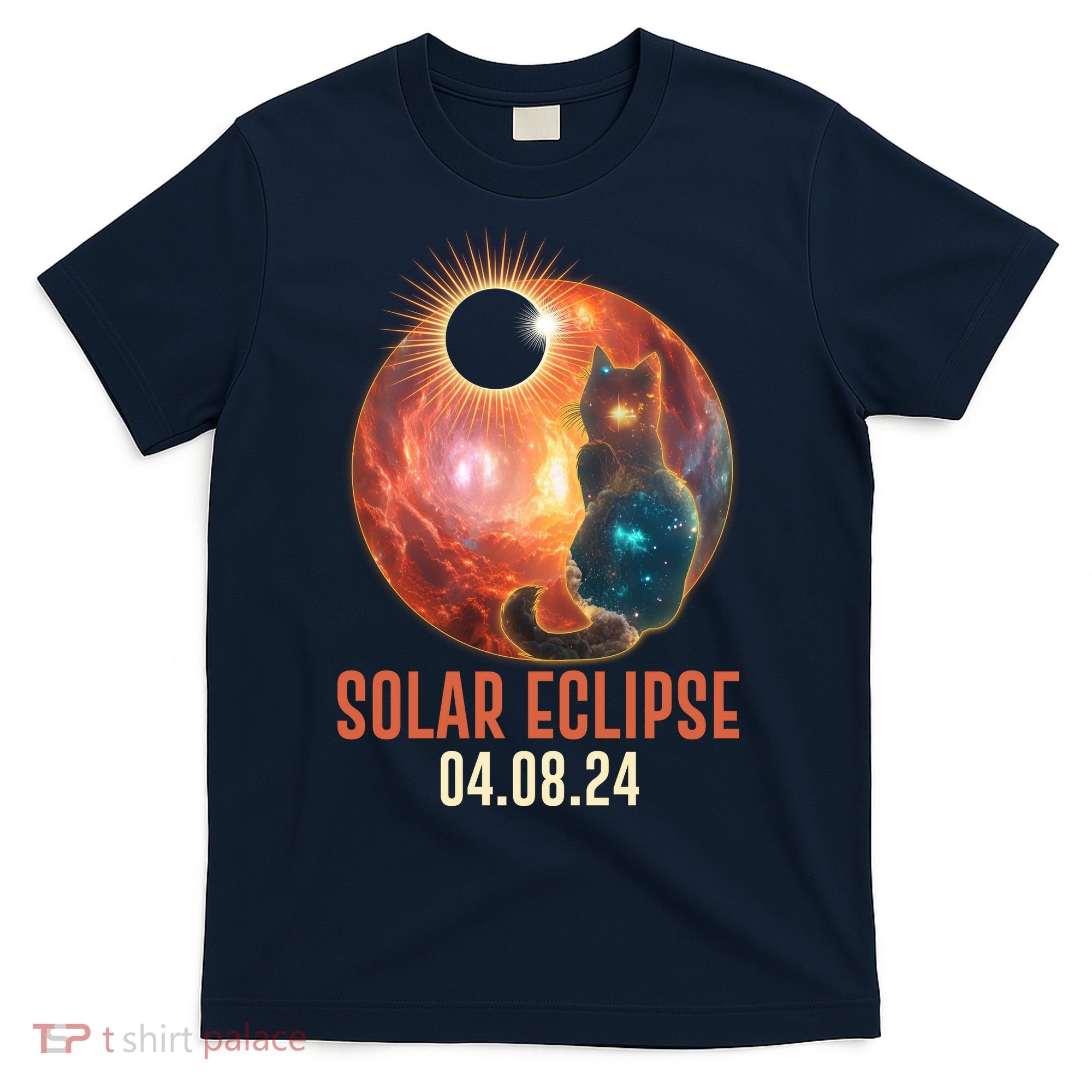 Total Solar Eclipse Galaxy Space Cat T-Shirt