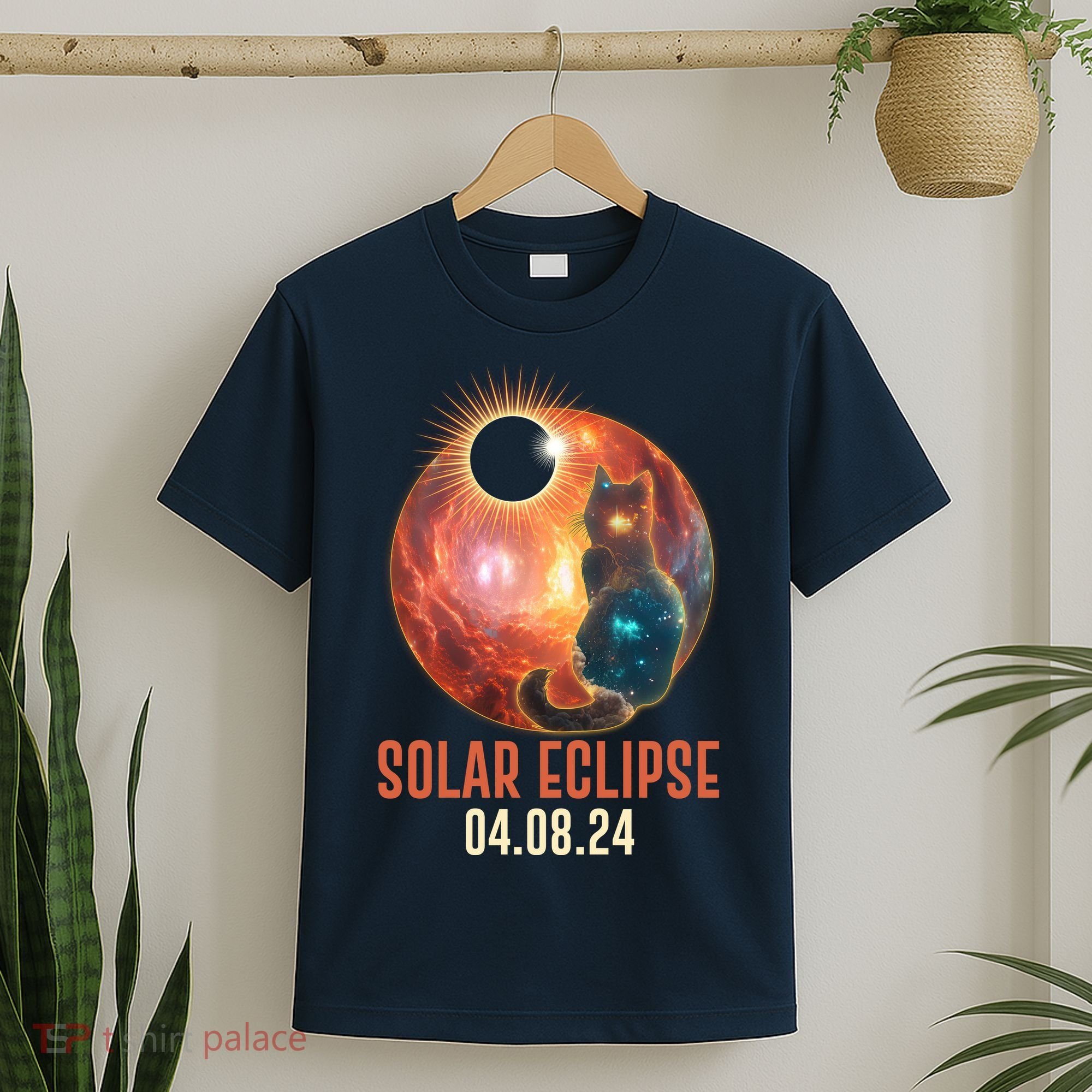 Total Solar Eclipse Galaxy Space Cat T-Shirt