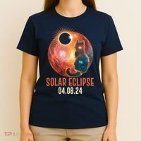 Total Solar Eclipse Galaxy Space Cat T-Shirt thumb 4