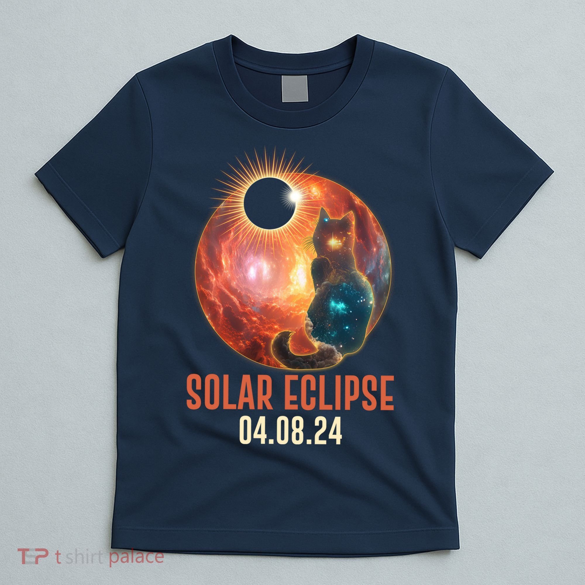 Total Solar Eclipse Galaxy Space Cat T-Shirt