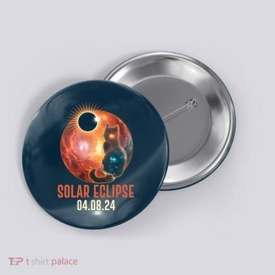 Total Solar Eclipse Galaxy Space Cat Button