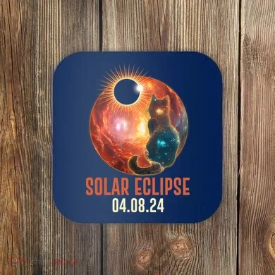 Total Solar Eclipse Galaxy Space Cat Coaster