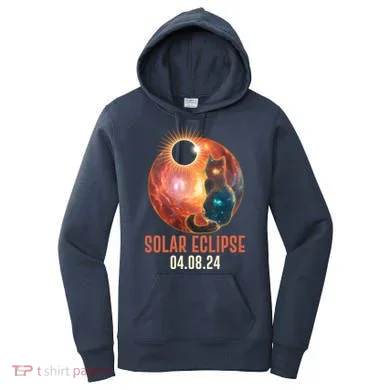 Total Solar Eclipse Galaxy Space Cat Women's Hoodie