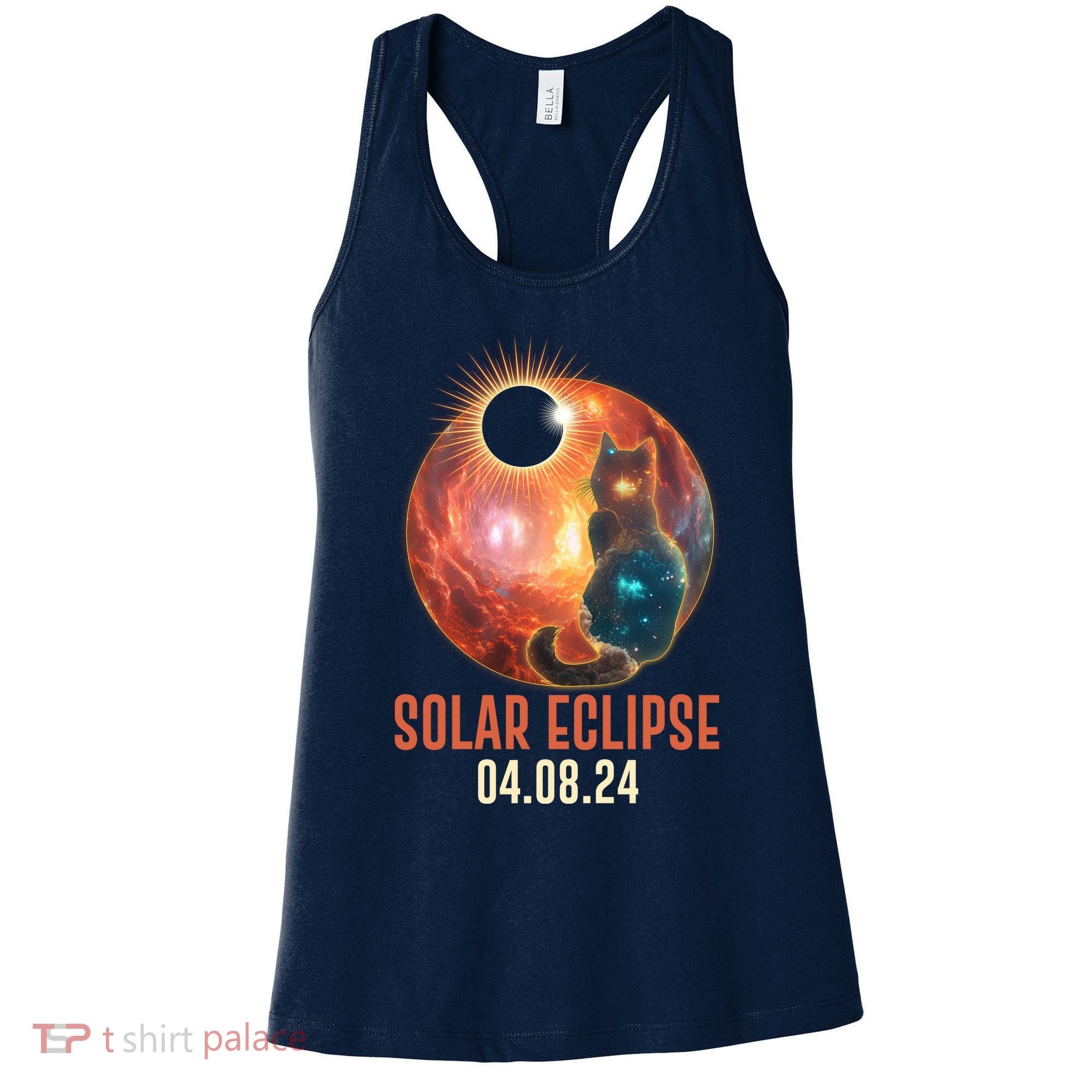 Total Solar Eclipse Galaxy Space Cat Women's Tank Top