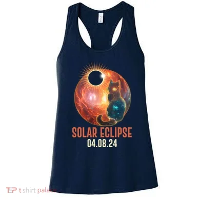Total Solar Eclipse Galaxy Space Cat Women's Tank Top