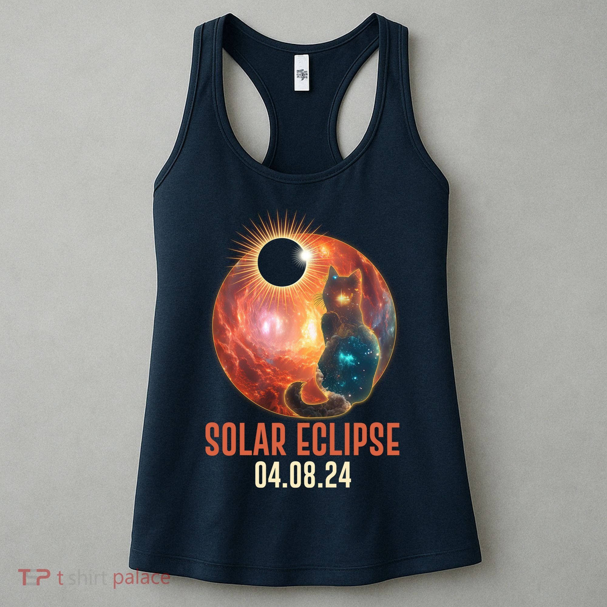 Total Solar Eclipse Galaxy Space Cat Women's Tank Top