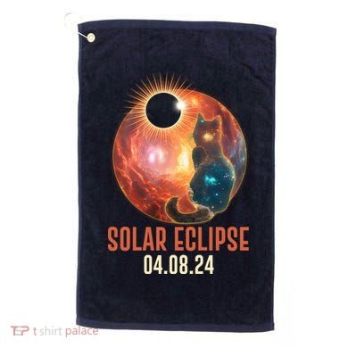 Total Solar Eclipse Galaxy Space Cat Golf Towel