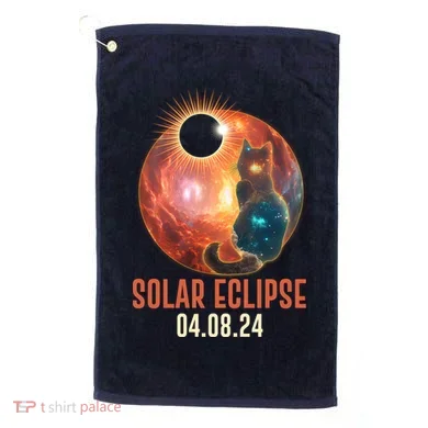 Total Solar Eclipse Galaxy Space Cat Golf Towel