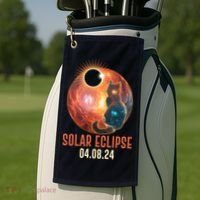Total Solar Eclipse Galaxy Space Cat Golf Towel thumb 2