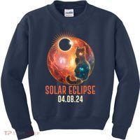 Total Solar Eclipse Galaxy Space Cat Kids Sweatshirt thumb 0
