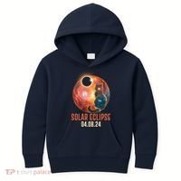 Total Solar Eclipse Galaxy Space Cat Kids Hoodie thumb 0