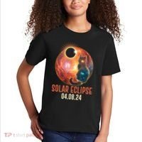 Total Solar Eclipse Galaxy Space Cat Kids T-Shirt thumb 2