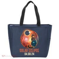 Total Solar Eclipse Galaxy Space Cat Tote Bag thumb 0