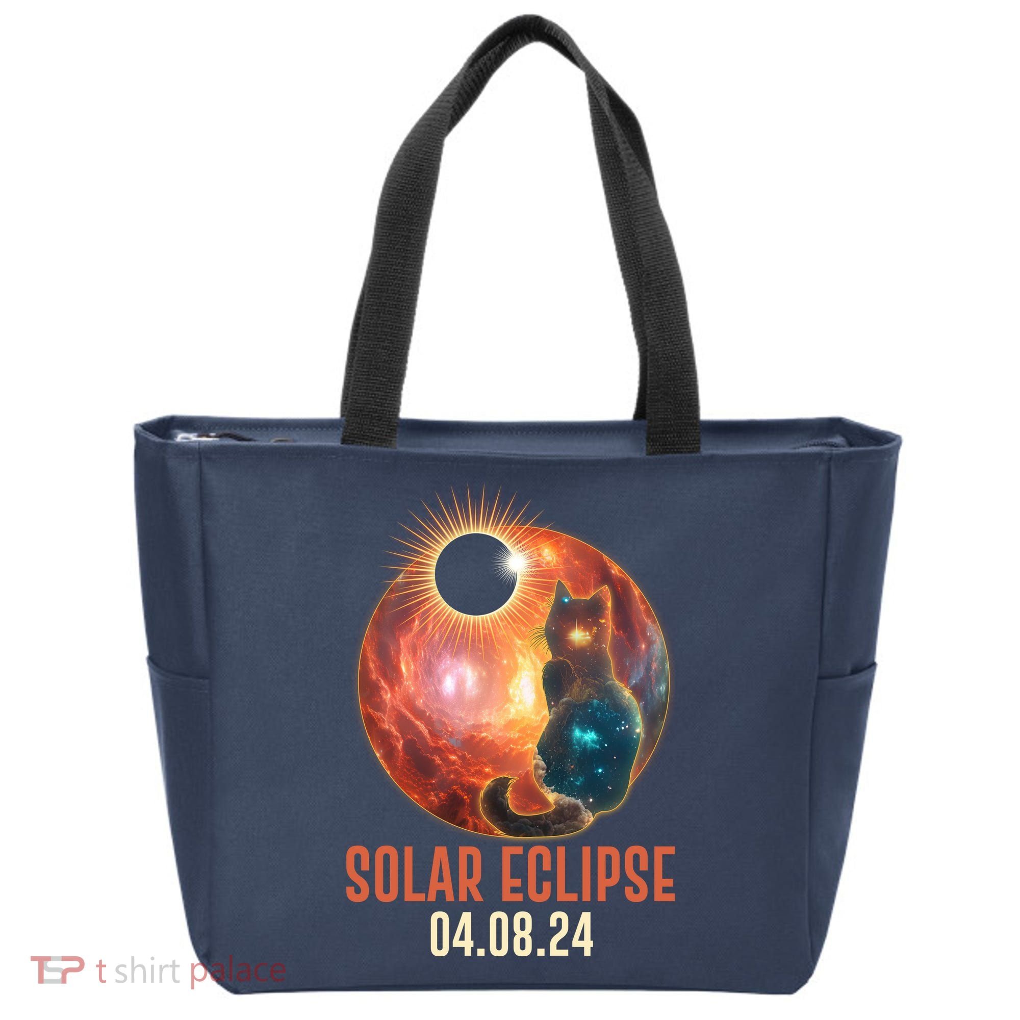 Total Solar Eclipse Galaxy Space Cat Tote Bag