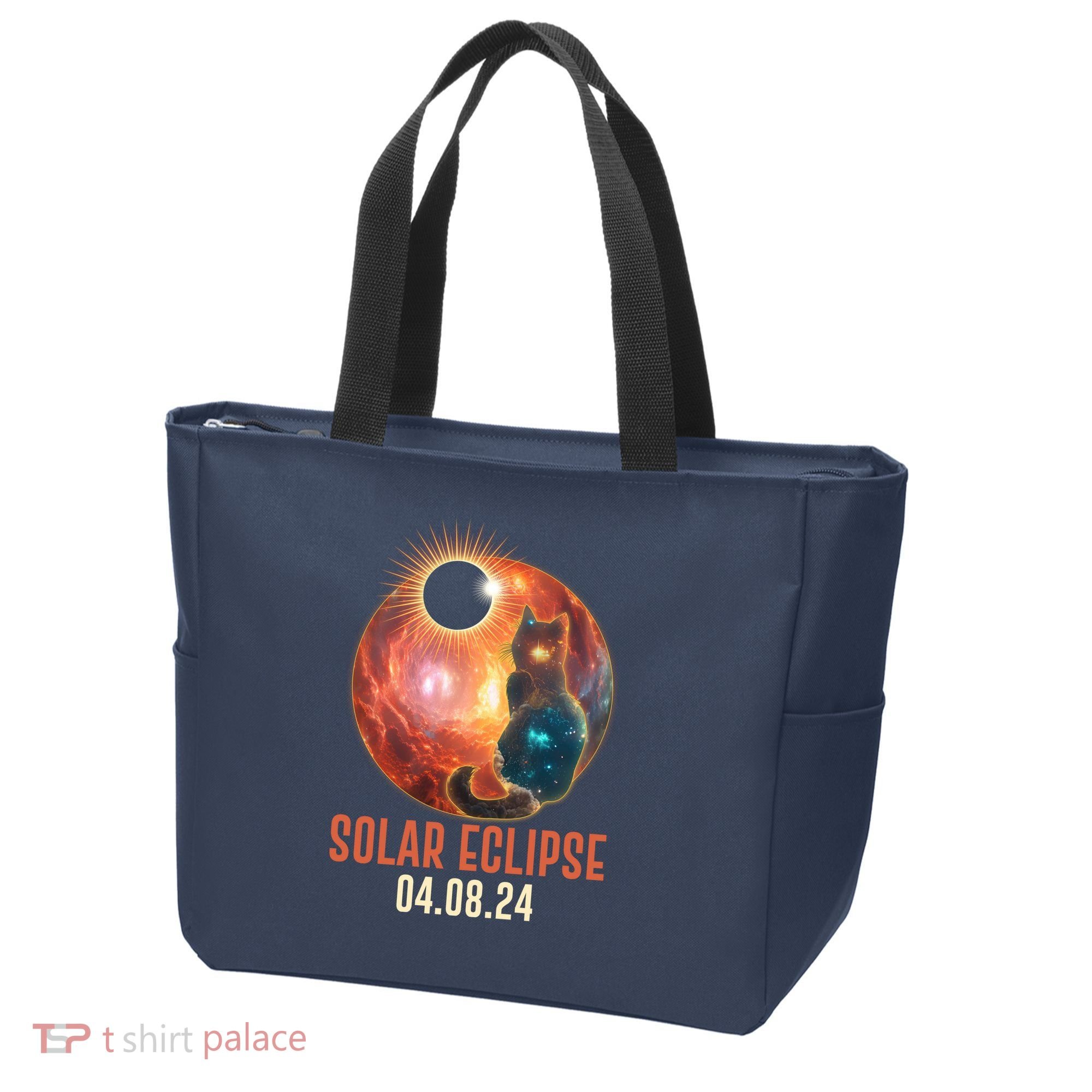 Total Solar Eclipse Galaxy Space Cat Tote Bag