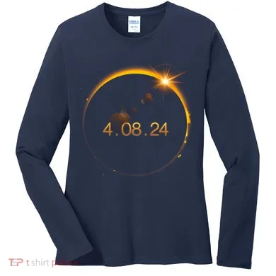 Total Solar Eclipse April 8 2024 Women's Long Sleeve Shirt