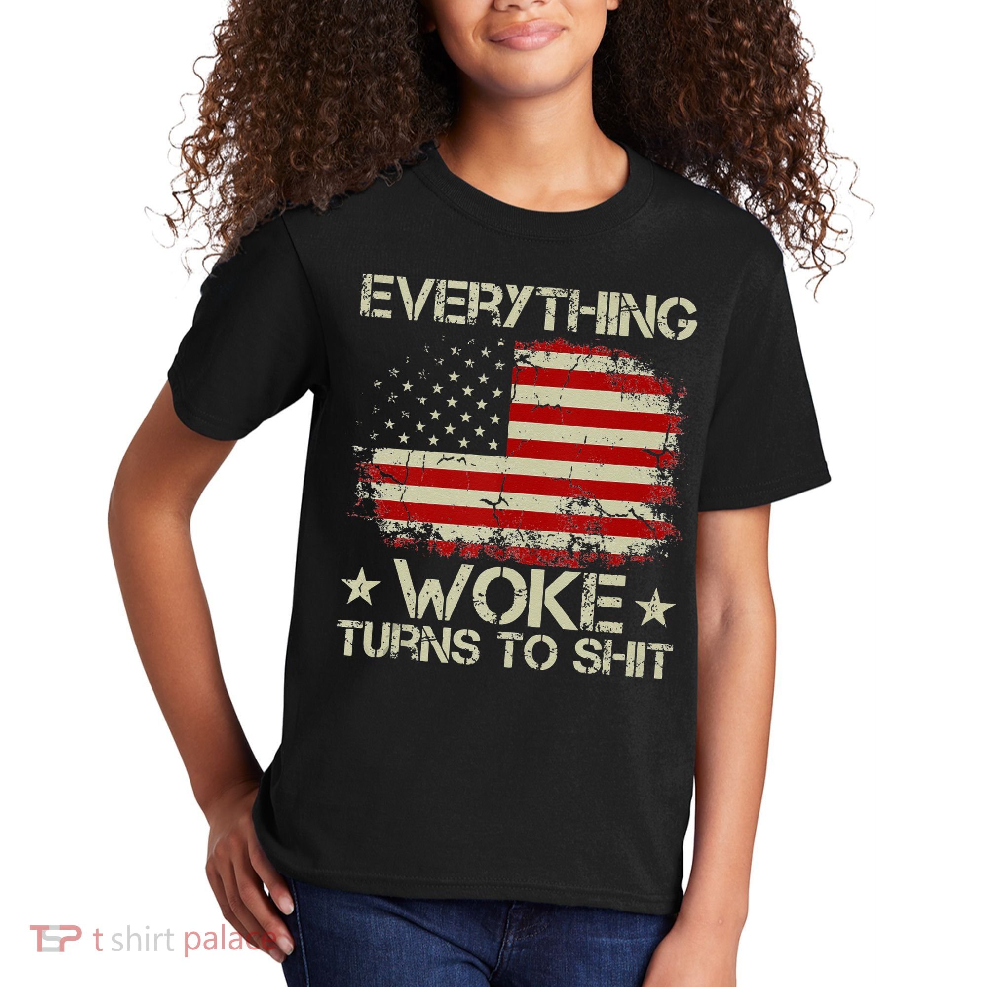 Trump Supporter Everything Woke Turns To Shit Political Kids T-Shirt