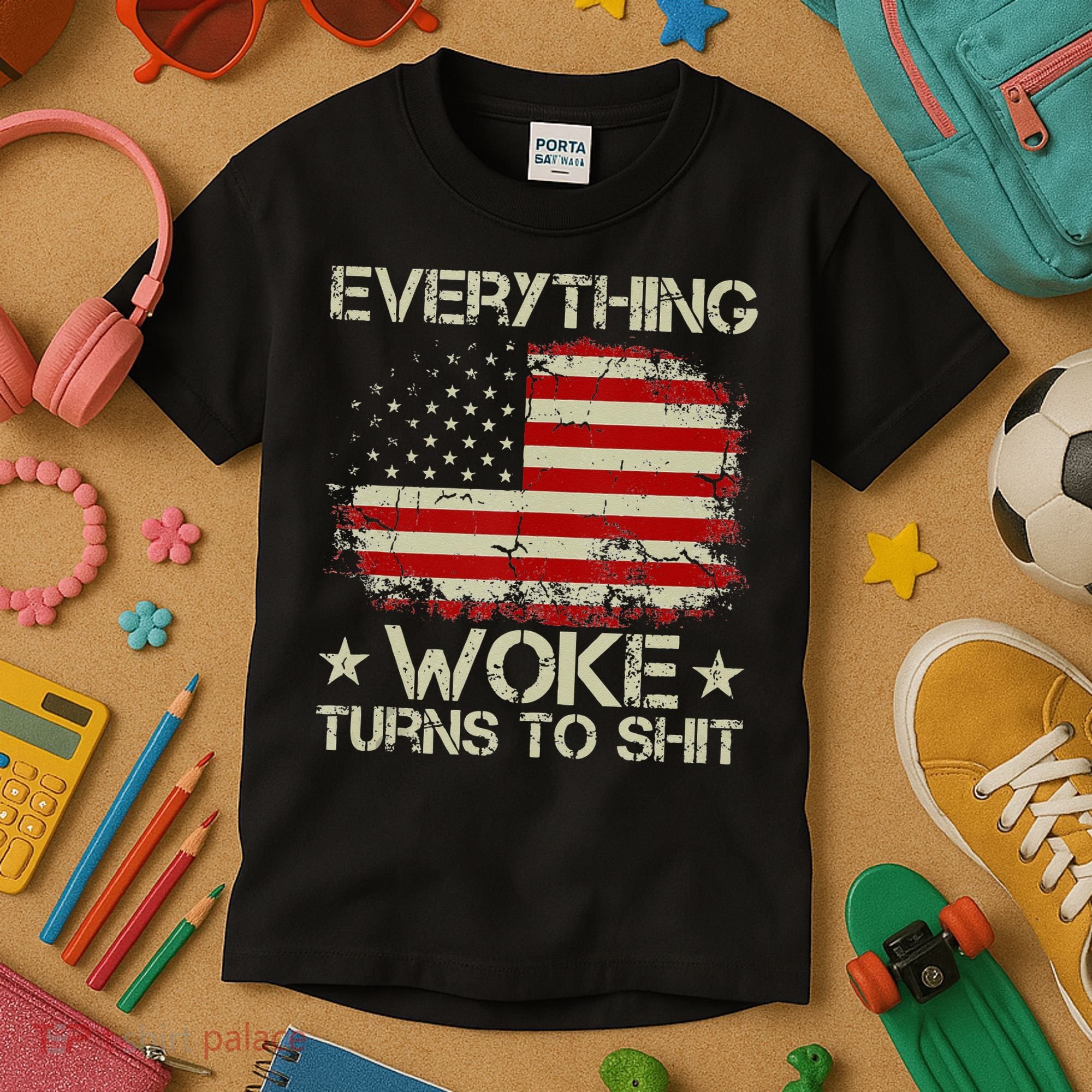 Trump Supporter Everything Woke Turns To Shit Political Kids T-Shirt